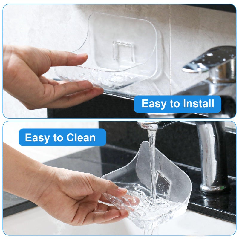 FEPTUASE Acrylic Soap Dish  2 Pcs Clear Self Draining Soap Holder  No Drilling  No Tool  Universal and Aesthetics  Waterproof  Plastic Soap Saver - Bathroom Kitchen Organizer - Image 4